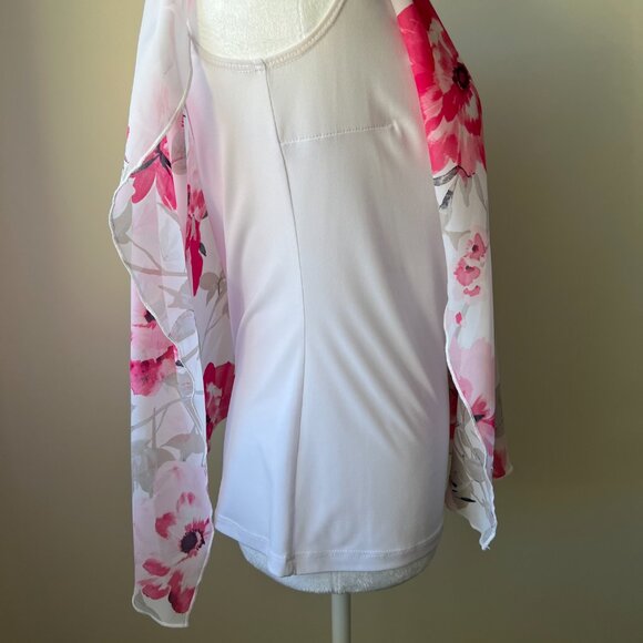 🌸Laura's Floral Short Sleeve Top, Loose Fit, Elegant & Stylish Sz XS - Picture 4 of 11